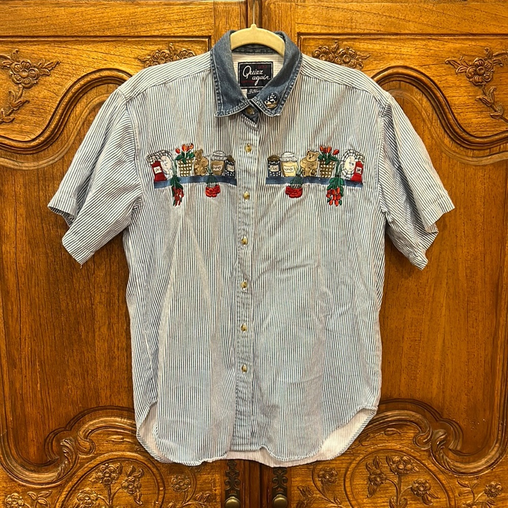 Let’s Quizz Again New York 100% cotton button up size M